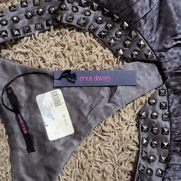 NWT Erica Davies Stud Necklace Bubble Dress Size 6 Mini Racerback Silky Feel - Picture 3 of 6